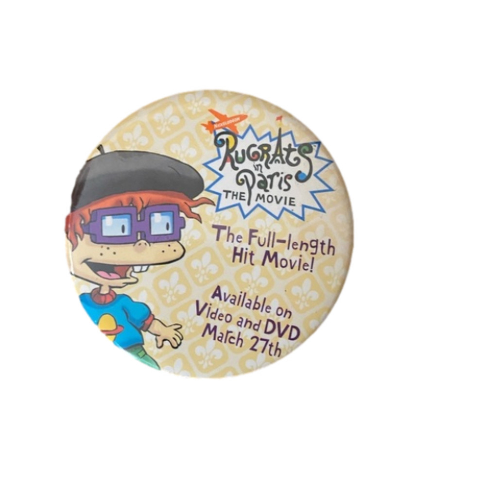 Nickelodeon Rugrats in Paris Pinback Button VINTAGE rare chuckie 90s retro
